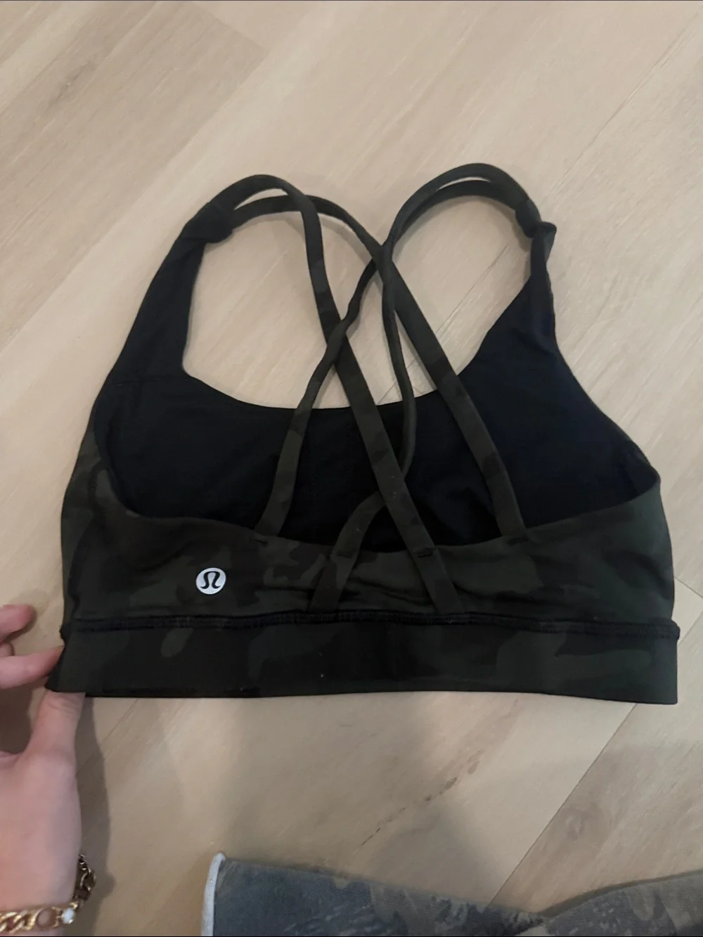 Camo Strappy Sports Bra - Black Lululemon